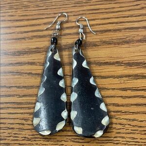 Elegant Black and Silver Teardrop Earrings